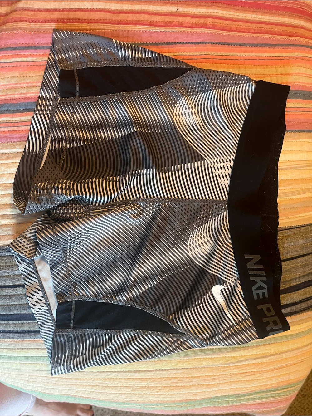Nike Gray & White Striped Compression Shorts